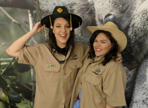 Nakkia Lui and Sally Rugg channelling their inner Bindi Irwin